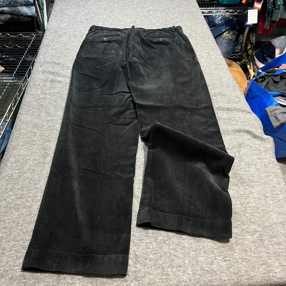 Polo Ralph Lauren Ethan Pant Black Corduroy Pleated Trousers Mens 32x32